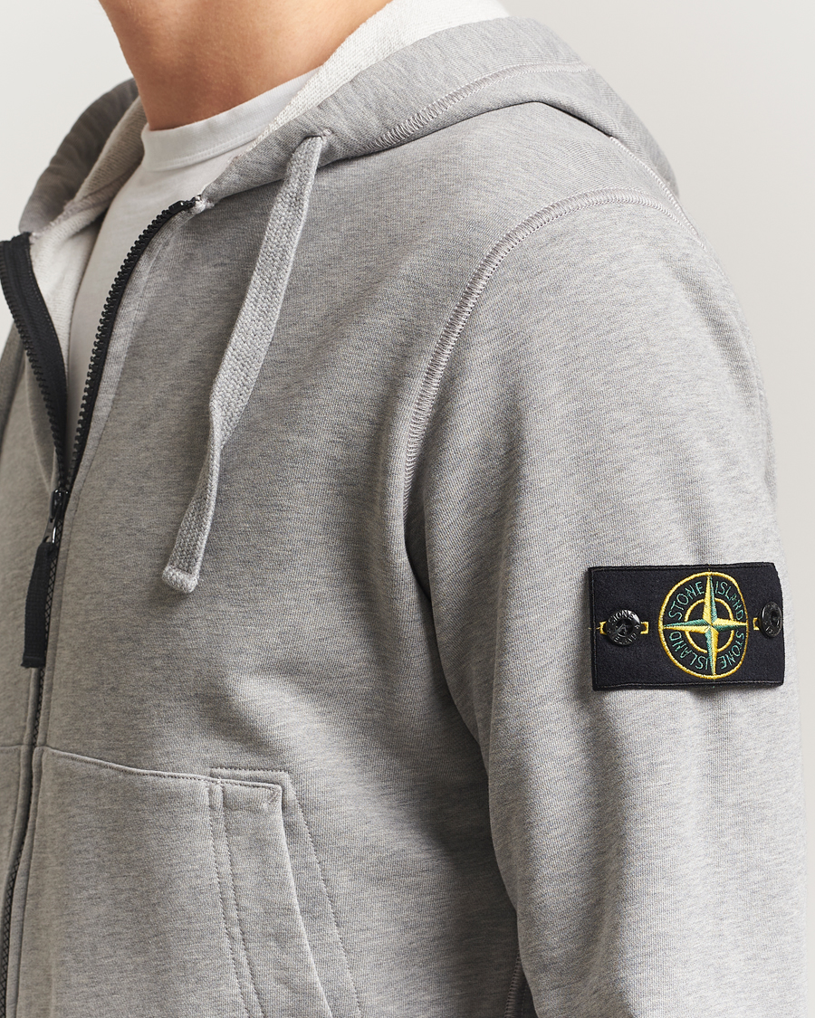 Mies | Puserot | Stone Island | Garment Dyed Fleece Full-Zip Hood Grey Melange