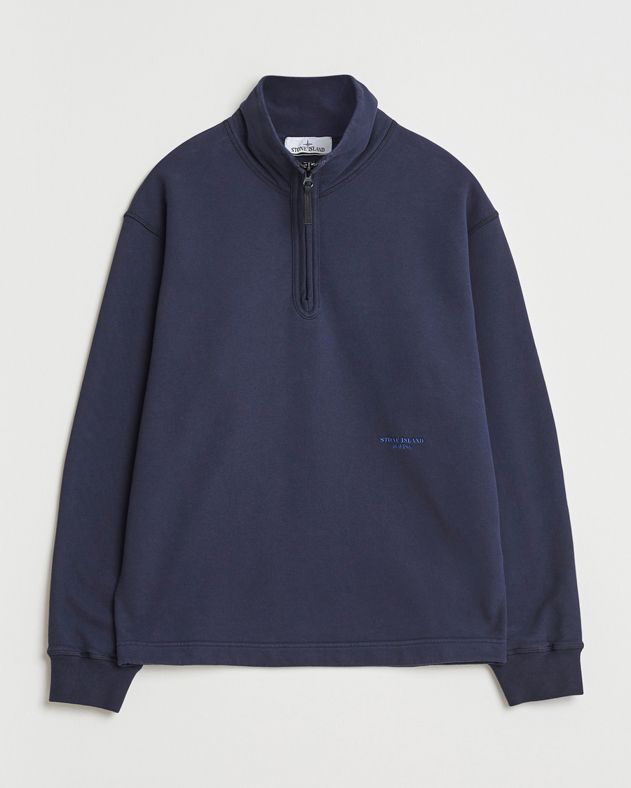 Mies | Puserot | Stone Island | Marina Brushed Organic Cotton Half-Zip Navy