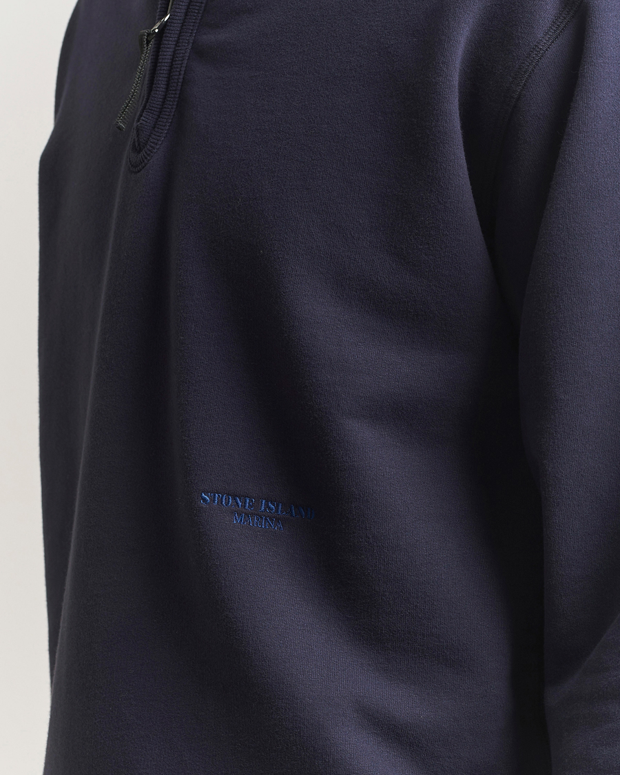 Mies | Puserot | Stone Island | Marina Brushed Organic Cotton Half-Zip Navy