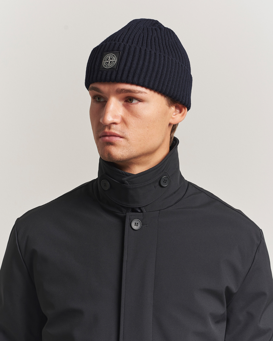 Mies | Stone Island Full Rib Wool Hat Navy Blue | Stone Island | Full Rib Wool Hat Navy Blue