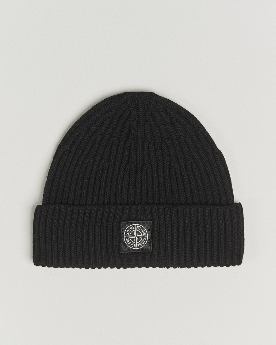 Mies | Pipot | Stone Island | Full Rib Wool Beanie Black