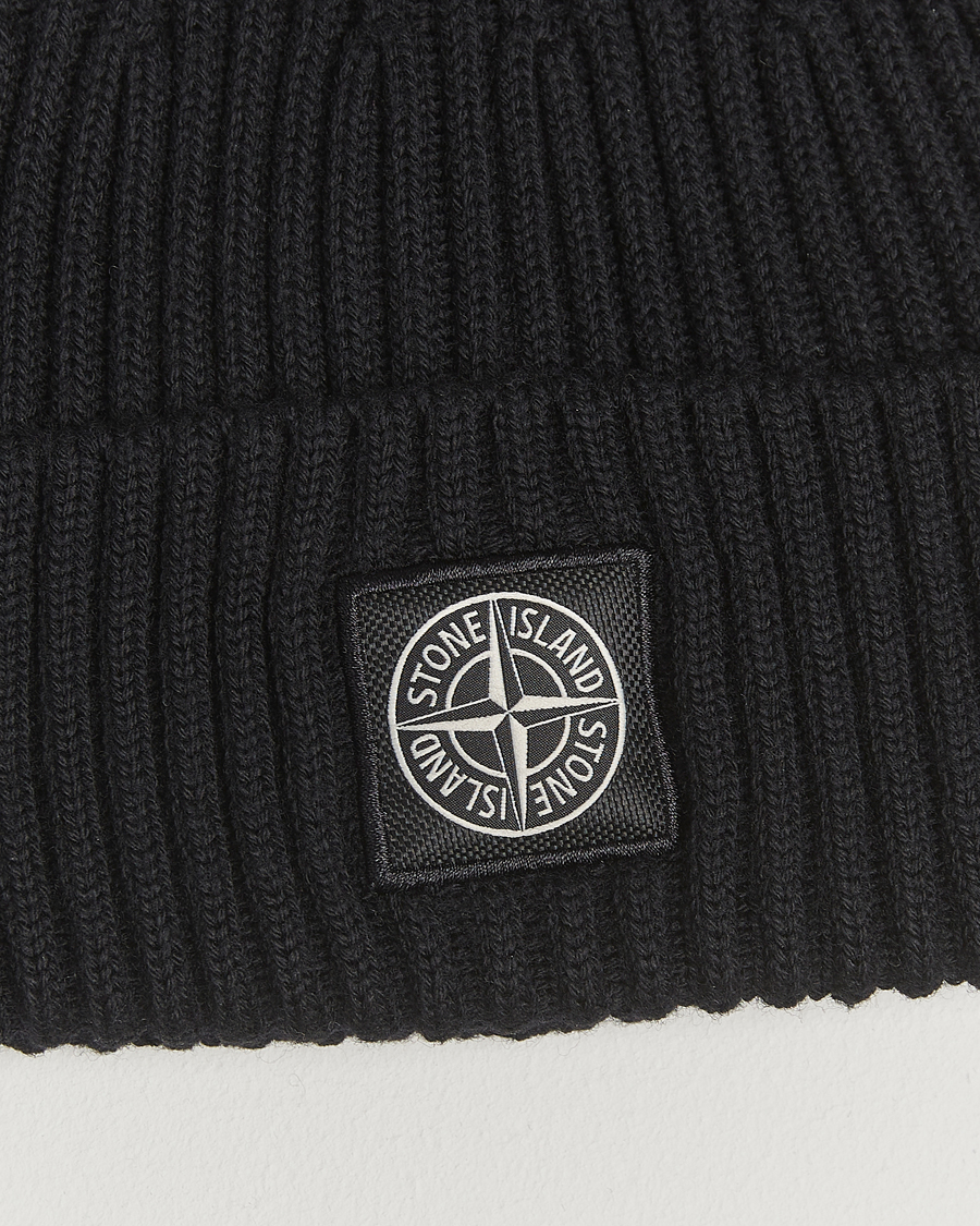 Mies | Pipot | Stone Island | Full Rib Wool Beanie Black