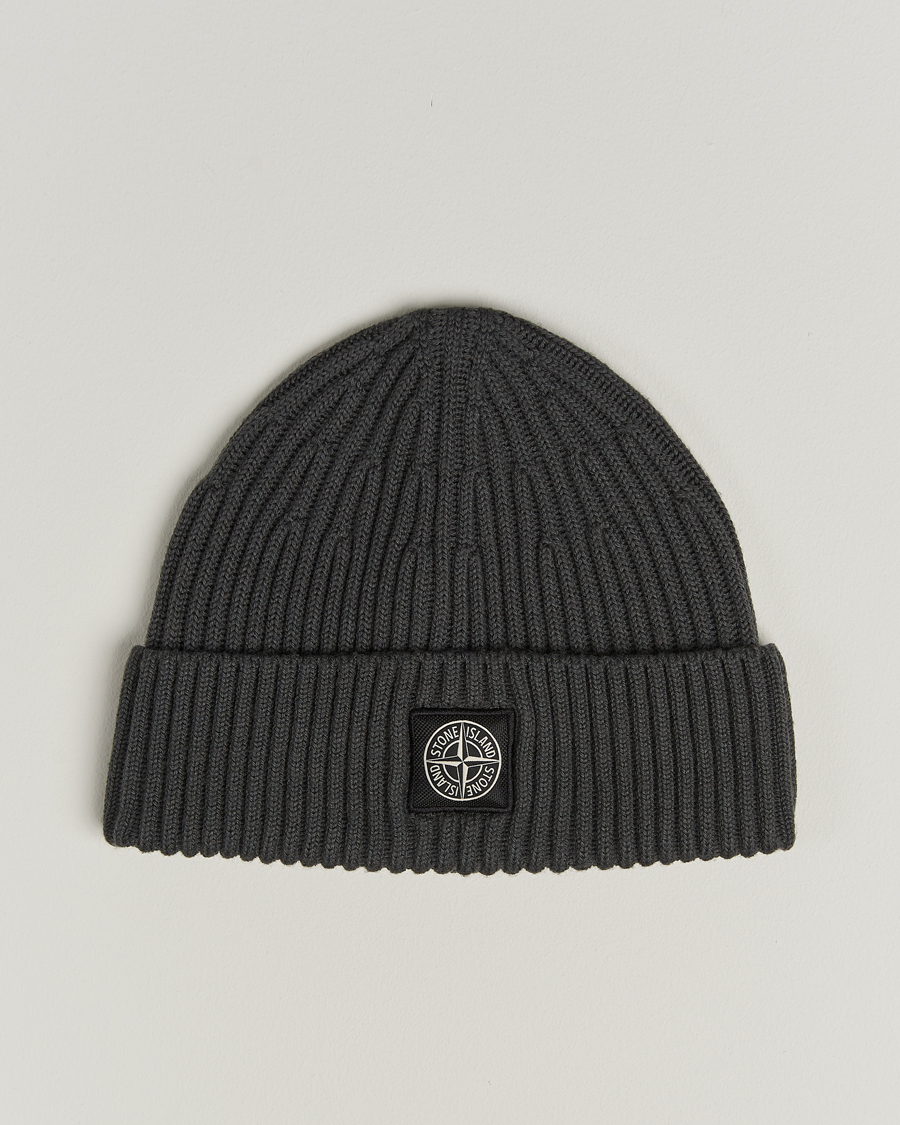 Mies | Stone Island Full Rib Wool Beanie Lead Grey | Stone Island | Full Rib Wool Beanie Lead Grey