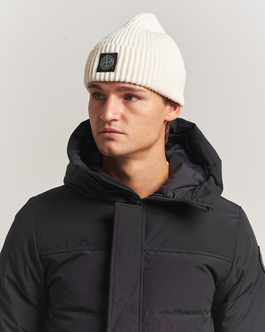 Mies | Stone Island Full Rib Wool Beanie Ivory | Stone Island | Full Rib Wool Beanie Ivory