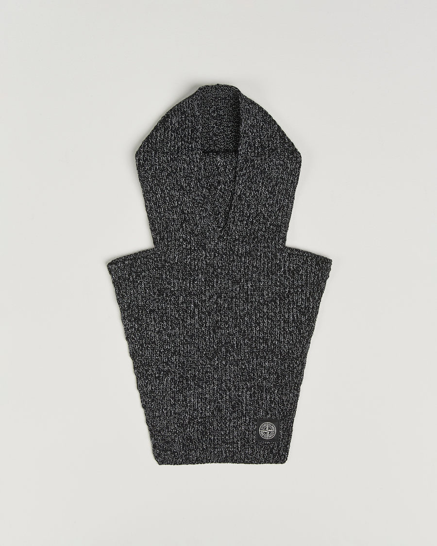Mies | Stone Island Reflective Cotton Knit Balaclava Black Melange | Stone Island | Reflective Cotton Knit Balaclava Black Melange