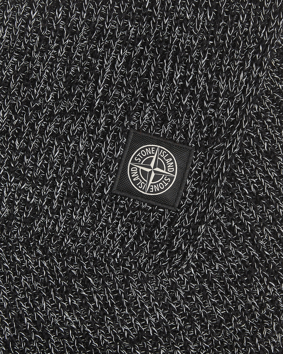 Mies | Stone Island Reflective Cotton Knit Balaclava Black Melange | Stone Island | Reflective Cotton Knit Balaclava Black Melange