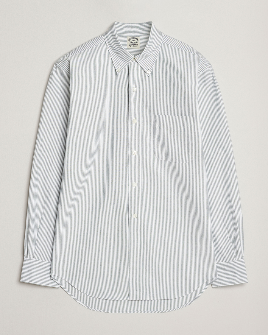 Mies | Kauluspaidat | Kamakura Shirts | Vintage Ivy Oxford Button Down Shirt Green Stripe