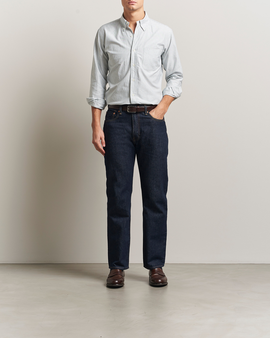 Mies | Kauluspaidat | Kamakura Shirts | Vintage Ivy Oxford Button Down Shirt Green Stripe