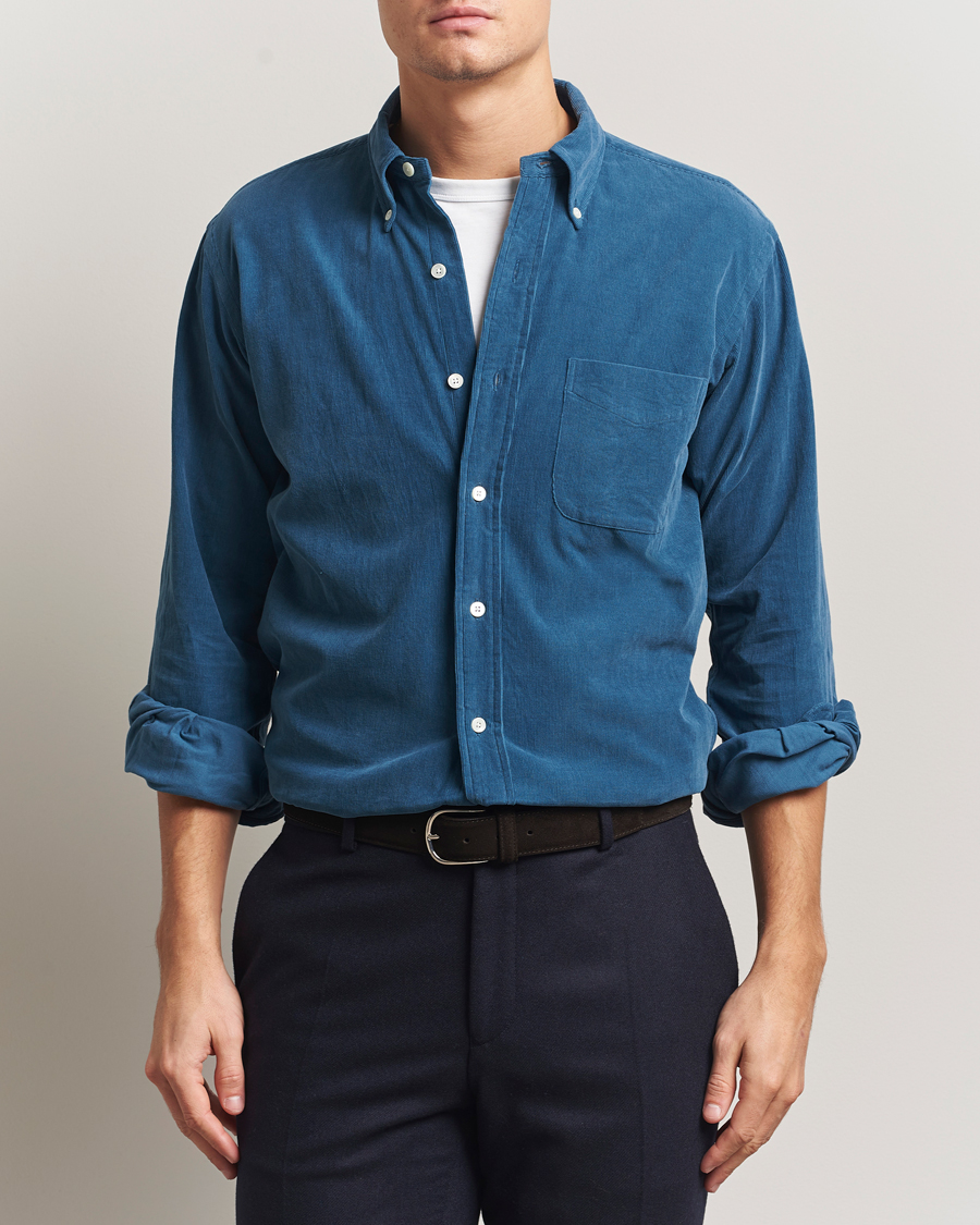 Mies | Kauluspaidat | Kamakura Shirts | Vintage Ivy Needle Cord Shirt Smoke Blue
