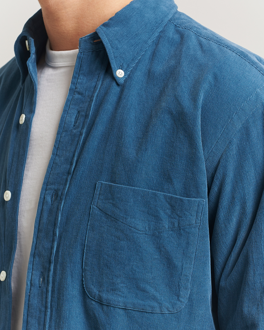 Mies | Kauluspaidat | Kamakura Shirts | Vintage Ivy Needle Cord Shirt Smoke Blue