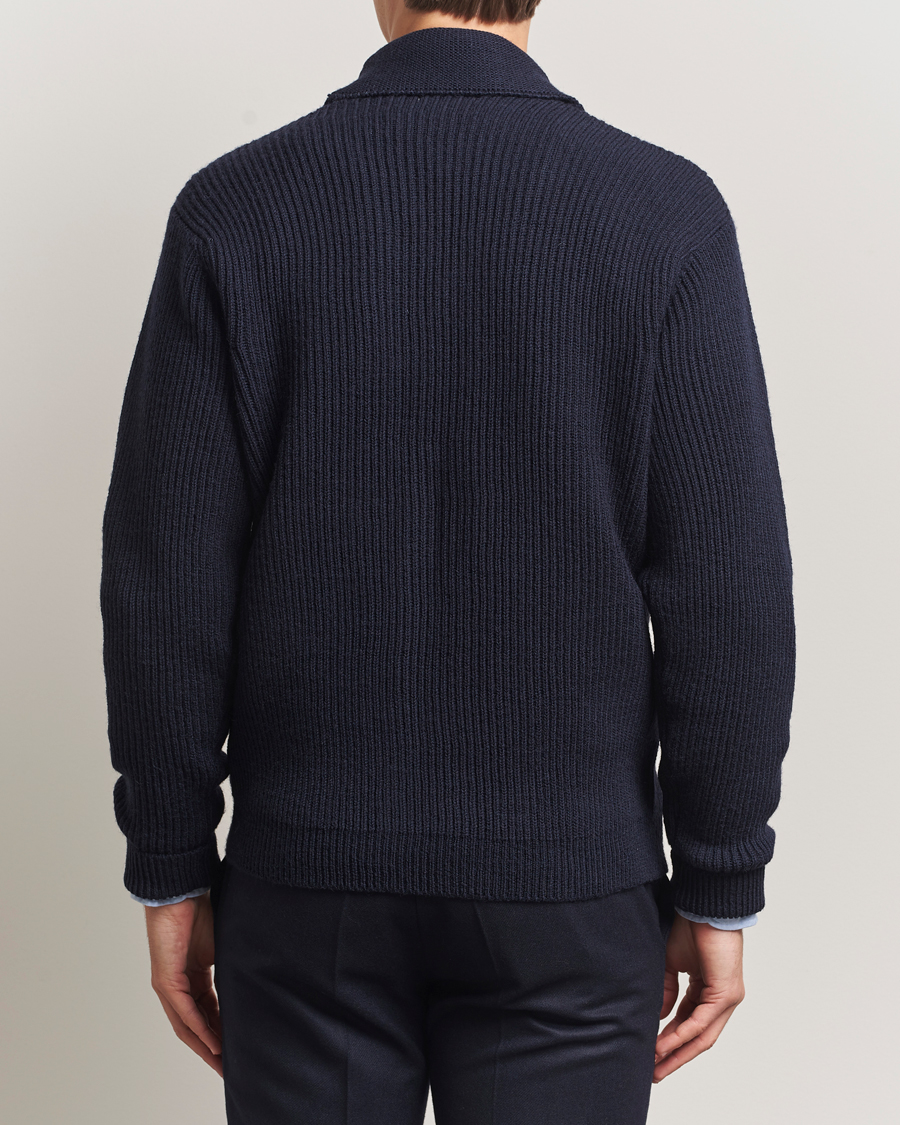 Mies | Puserot | Kamakura Shirts | McQueen Shawl Collar Cardigan Navy