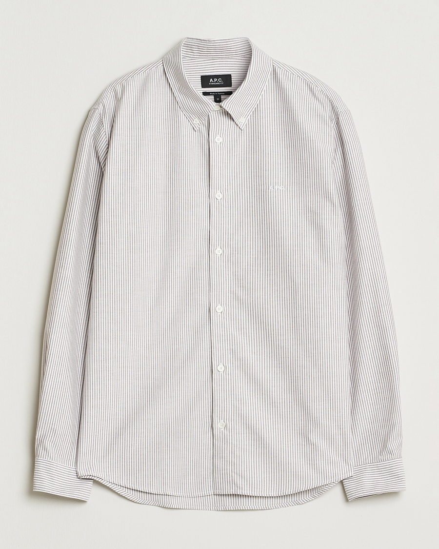 Mies | Kauluspaidat | A.P.C. | Greg Striped Oxford Shirt Burgundy/White