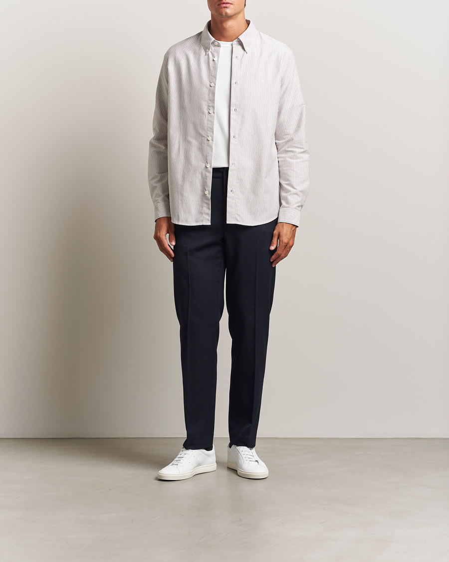 Mies | Kauluspaidat | A.P.C. | Greg Striped Oxford Shirt Burgundy/White