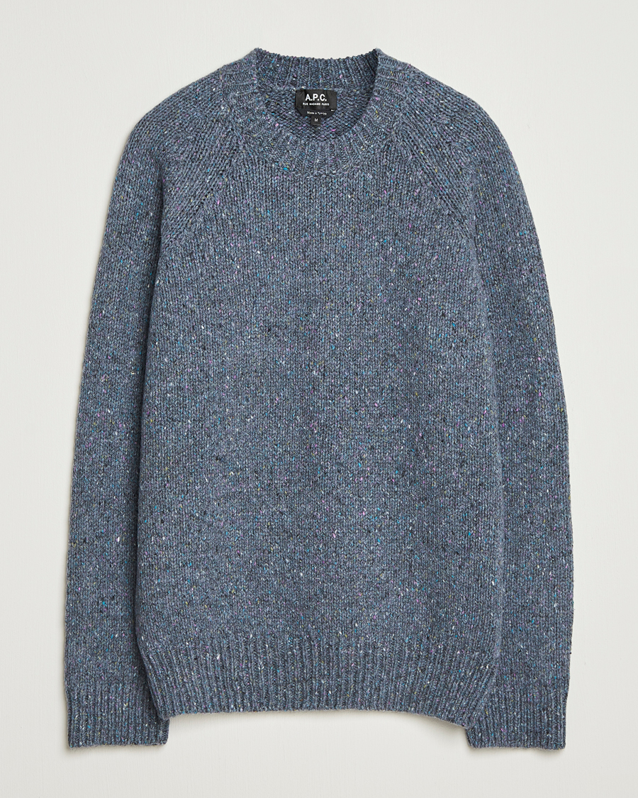 Mies | Puserot | A.P.C. | Harris Wool Knitted Sweater Blue Grey