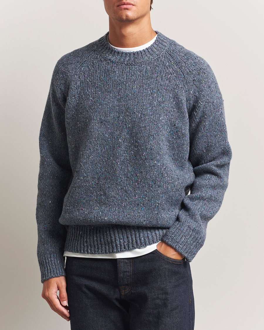 Mies | Puserot | A.P.C. | Harris Wool Knitted Sweater Blue Grey