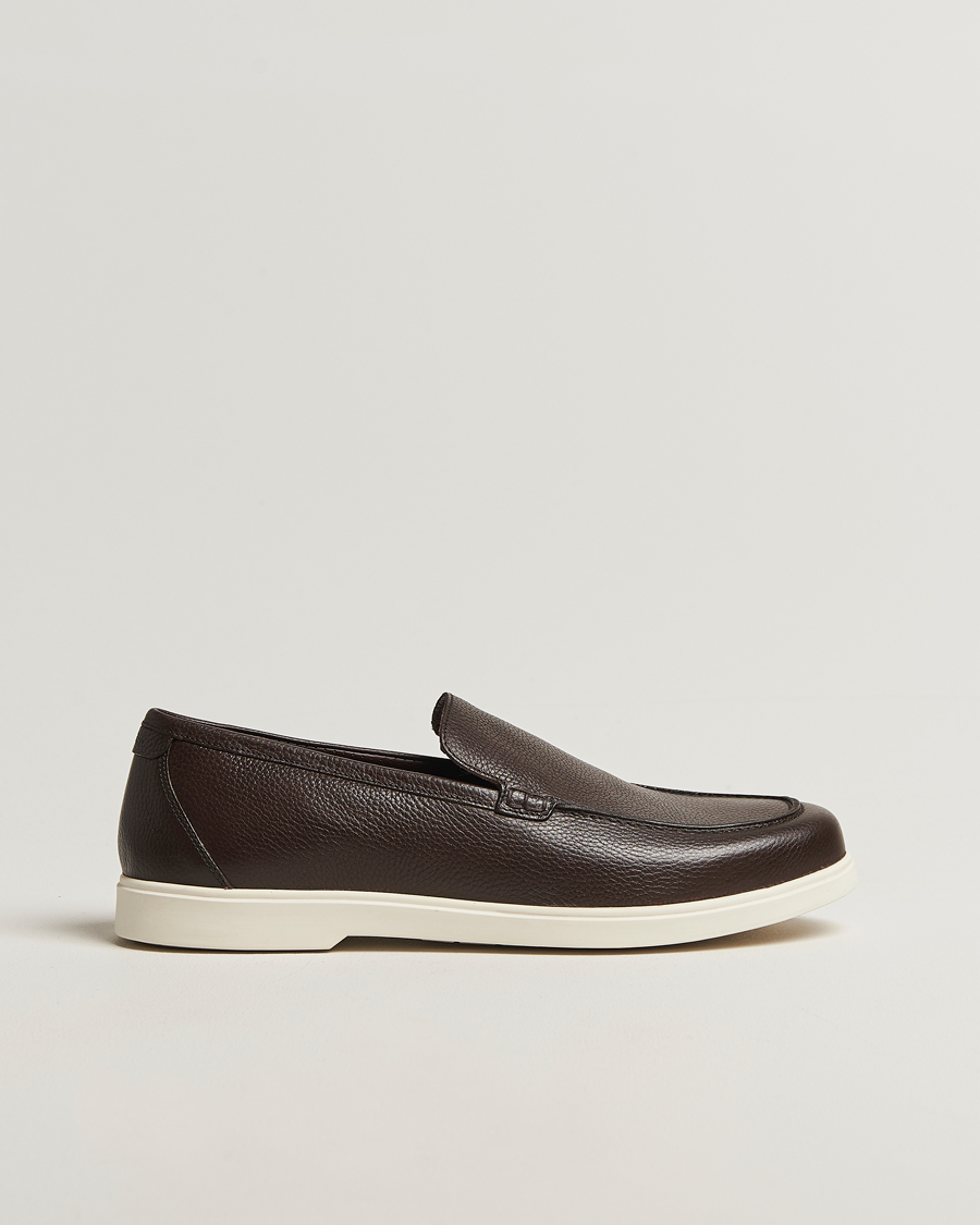 Mies | Loaferit | Loake 1880 | Tuscany Grained Leather Loafers Dark Brown