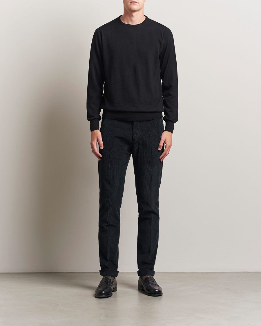 Mies | Puserot | Morgano | Extra Fine Merino Wool Crewneck Black