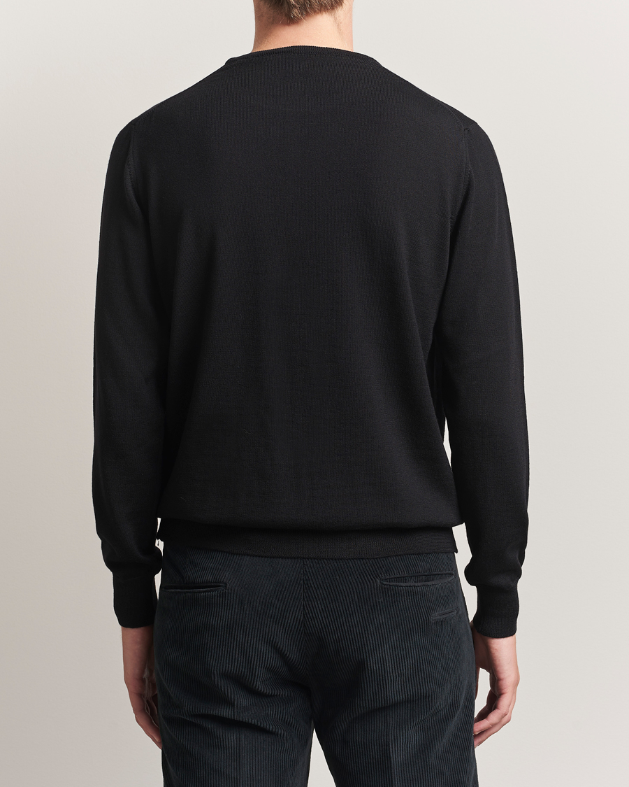 Mies | Puserot | Morgano | Extra Fine Merino Wool Crewneck Black