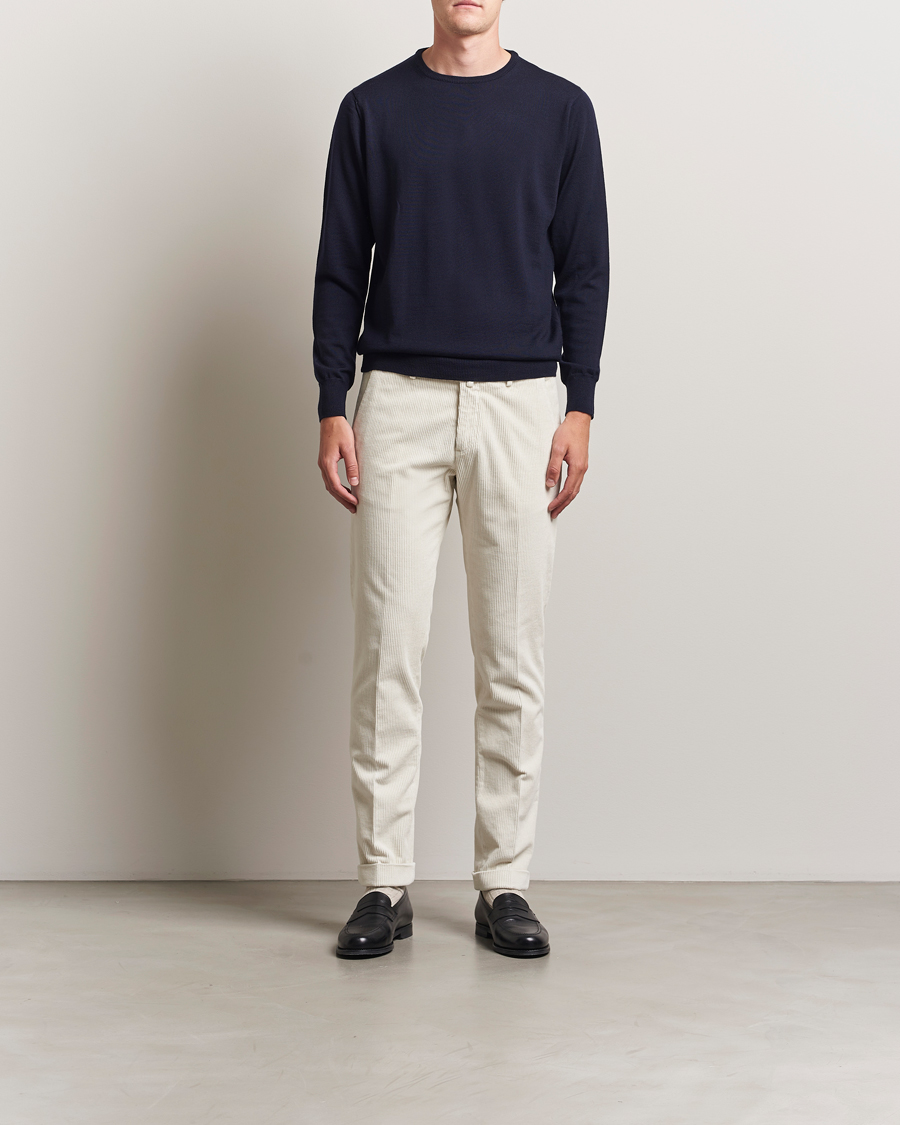 Mies | Puserot | Morgano | Extra Fine Merino Wool Crewneck Navy