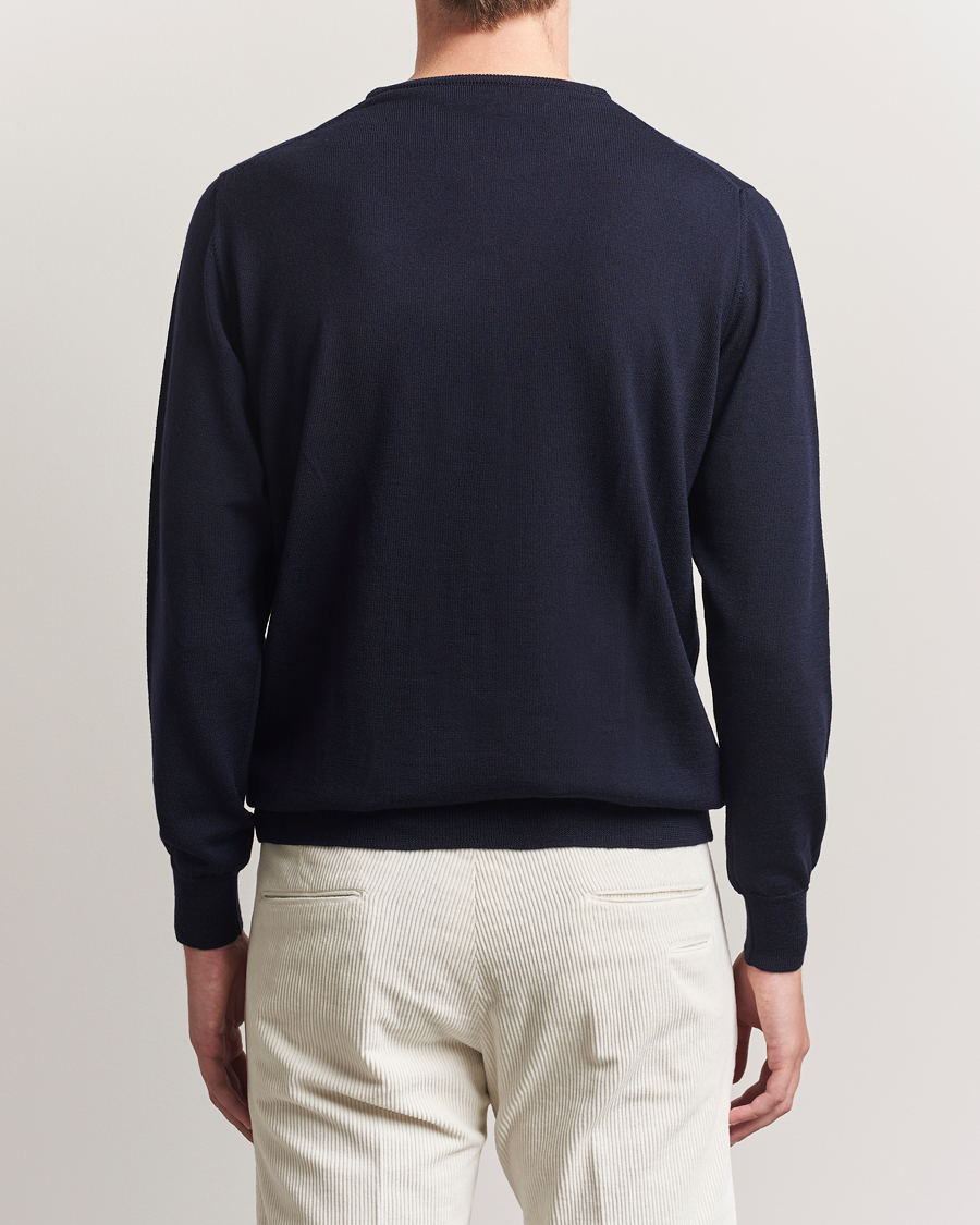 Mies | Puserot | Morgano | Extra Fine Merino Wool Crewneck Navy