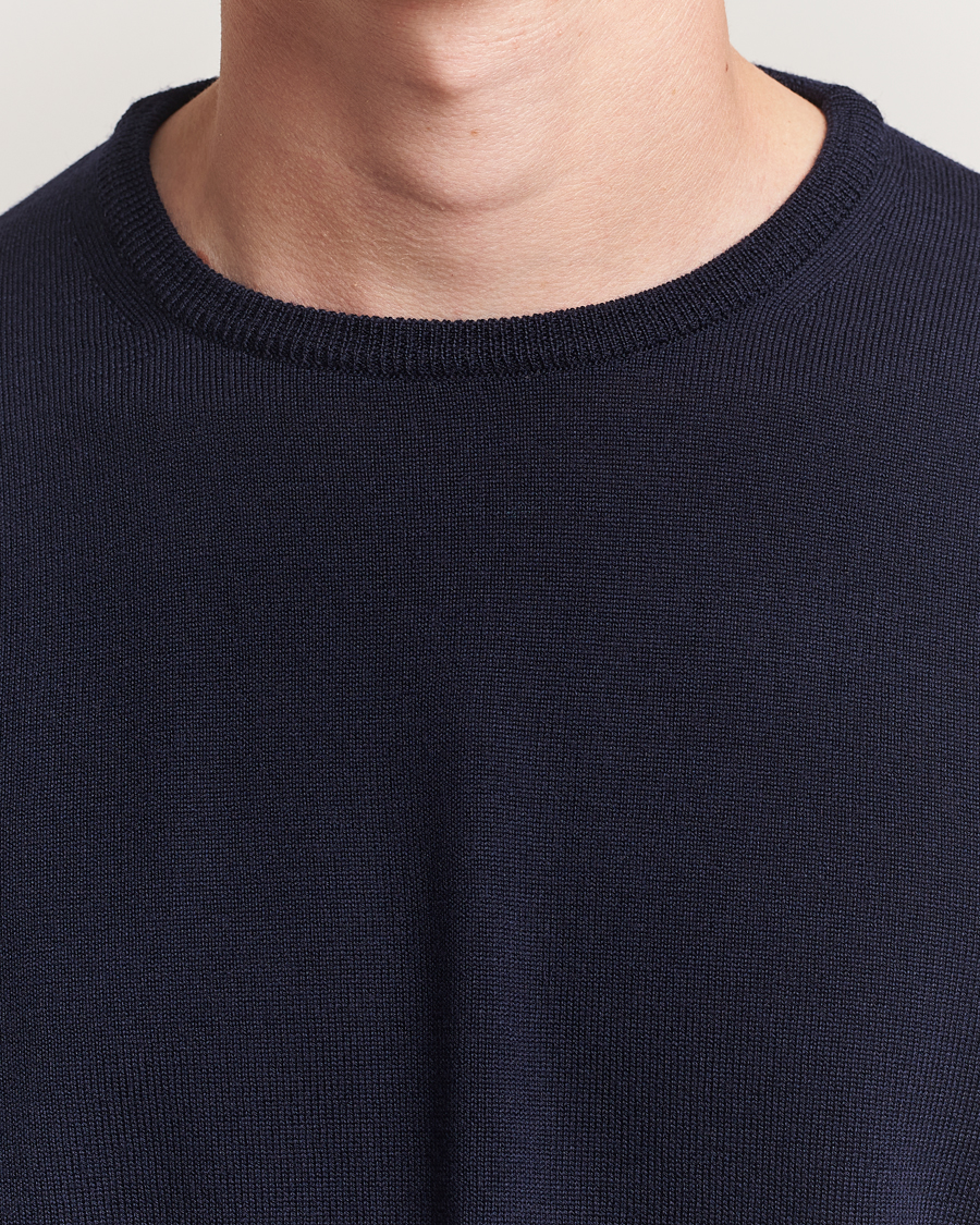 Mies | Puserot | Morgano | Extra Fine Merino Wool Crewneck Navy