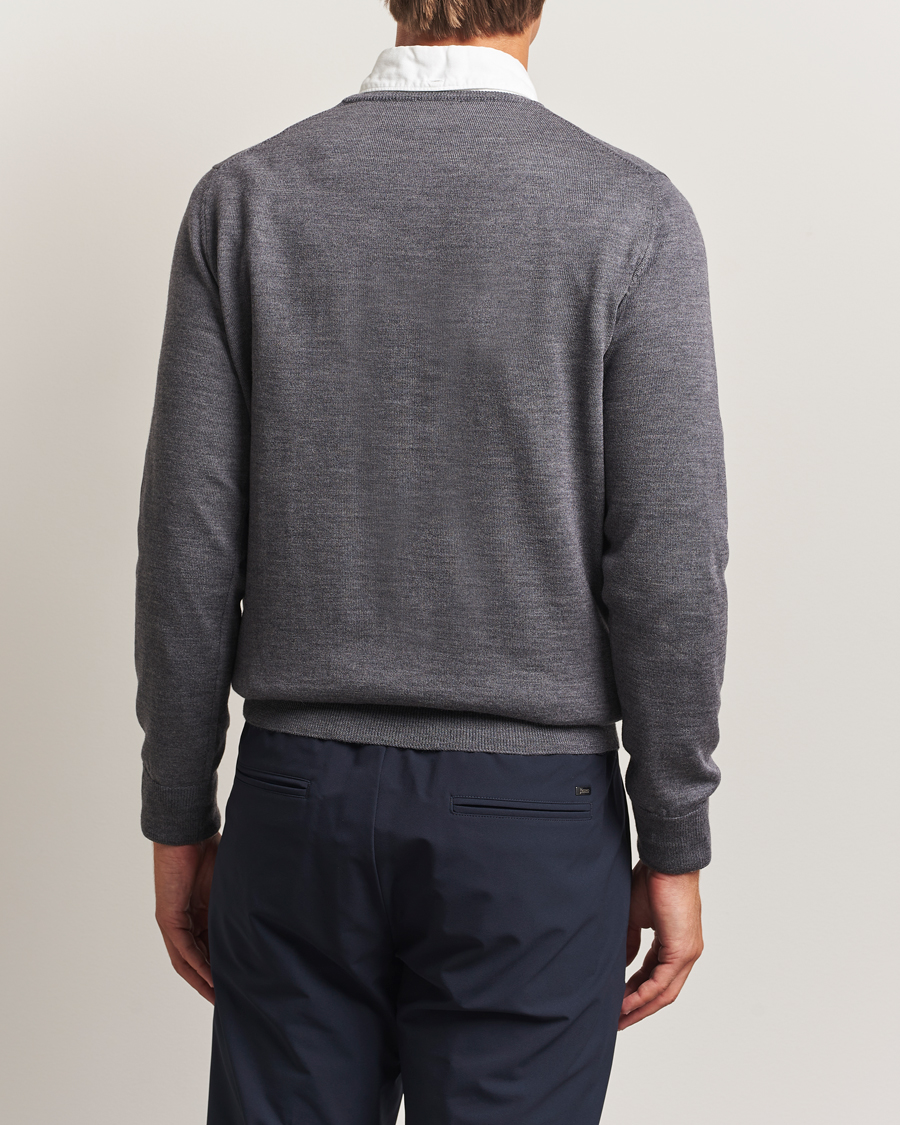 Mies | Puserot | Morgano | Extra Fine Merino Wool Crewneck Mid Grey