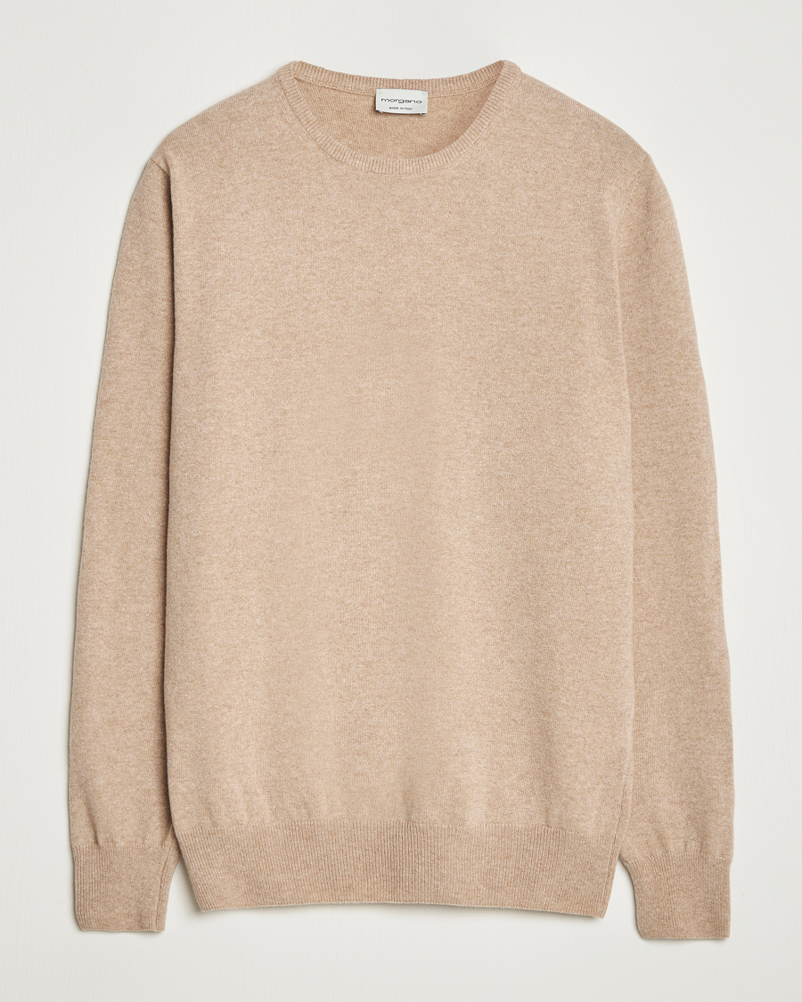 Mies | Puserot | Morgano | Wool/Cashmere Crewneck Beige