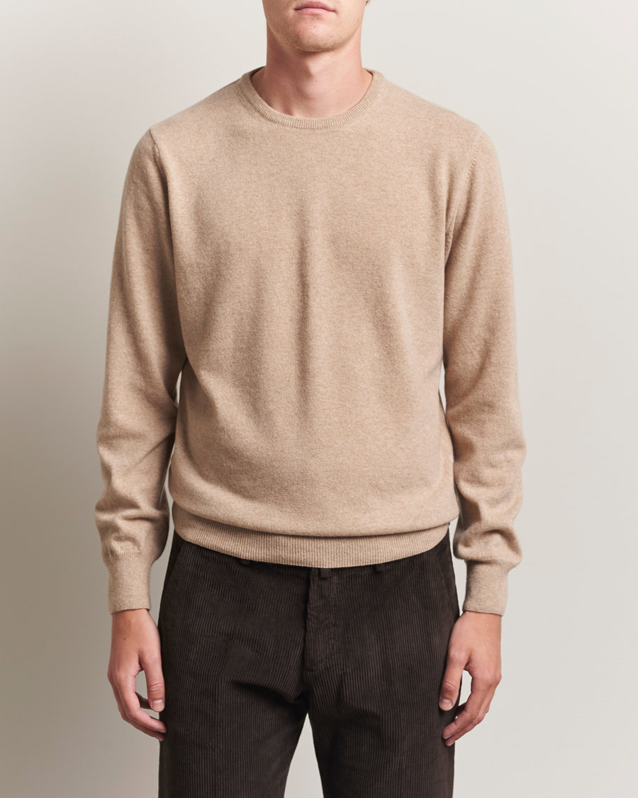 Mies | Puserot | Morgano | Wool/Cashmere Crewneck Beige