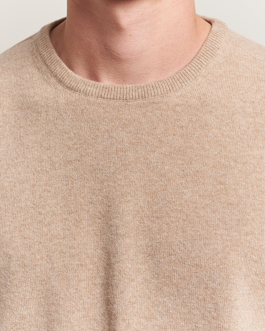 Mies | Puserot | Morgano | Wool/Cashmere Crewneck Beige