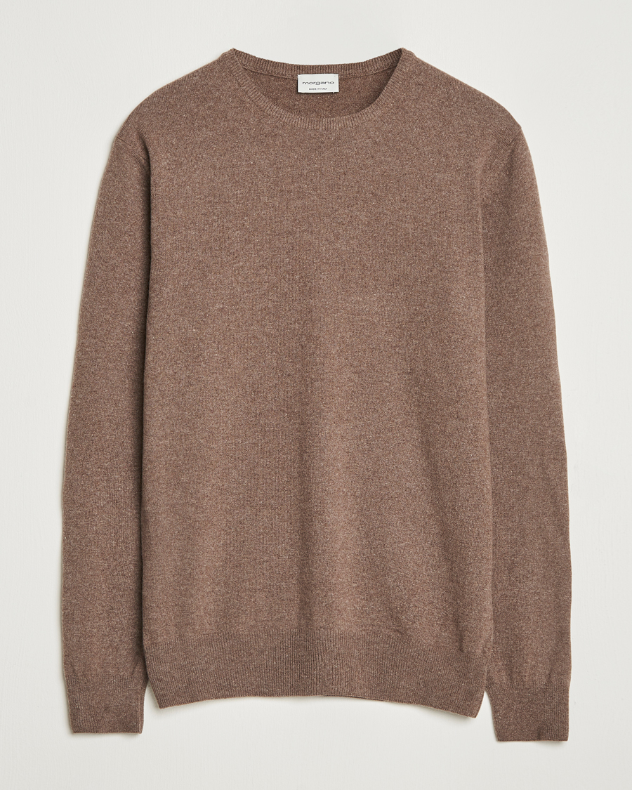Mies | Puserot | Morgano | Wool/Cashmere Crewneck Brown