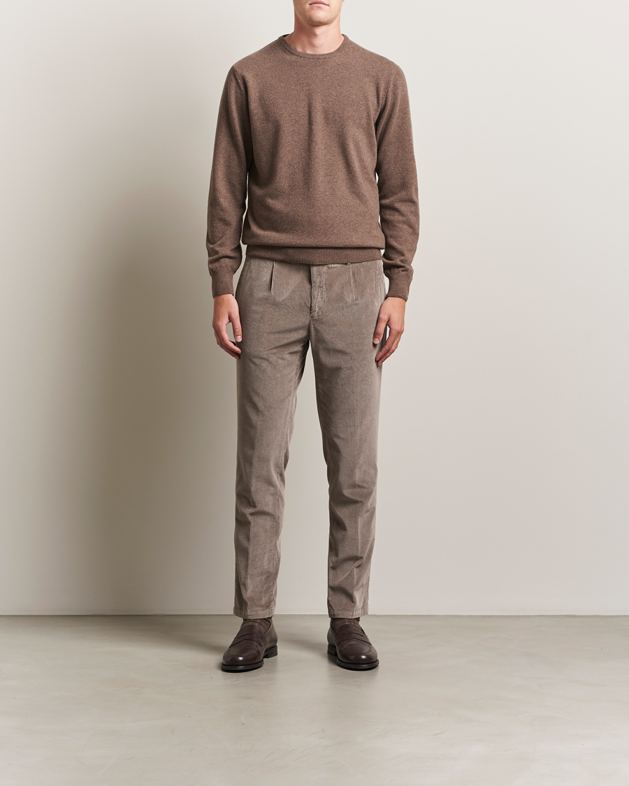 Mies | Puserot | Morgano | Wool/Cashmere Crewneck Brown