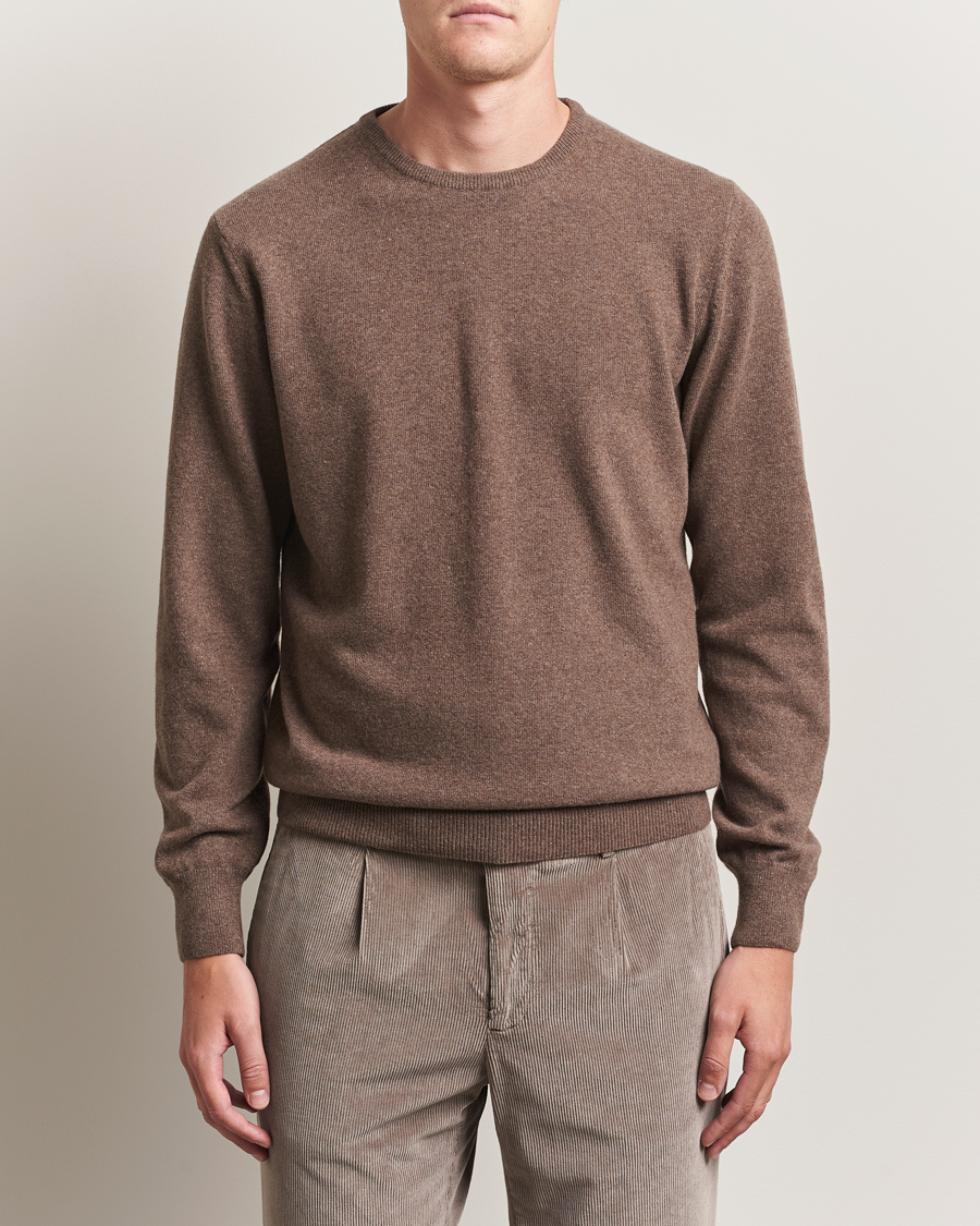 Mies | Puserot | Morgano | Wool/Cashmere Crewneck Brown