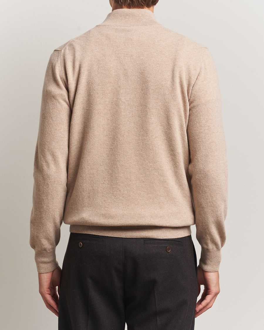 Mies | Puserot | Morgano | Wool/Cashmere Half-Zip Beige