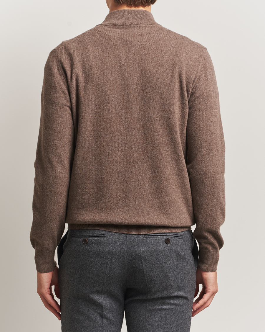 Mies | Puserot | Morgano | Wool/Cashmere Half-Zip Brown