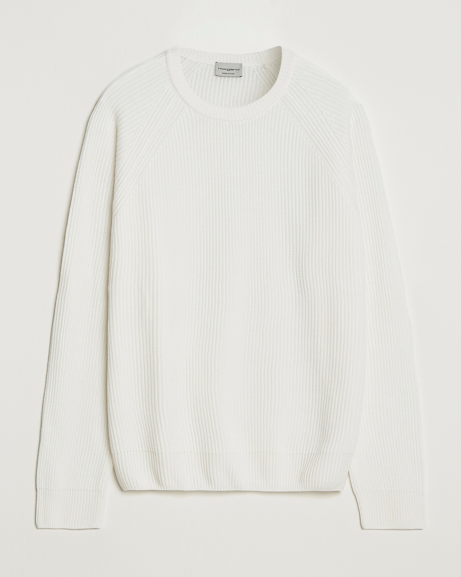 Mies | Puserot | Morgano | Merino Knitted Fisherman Ribb White