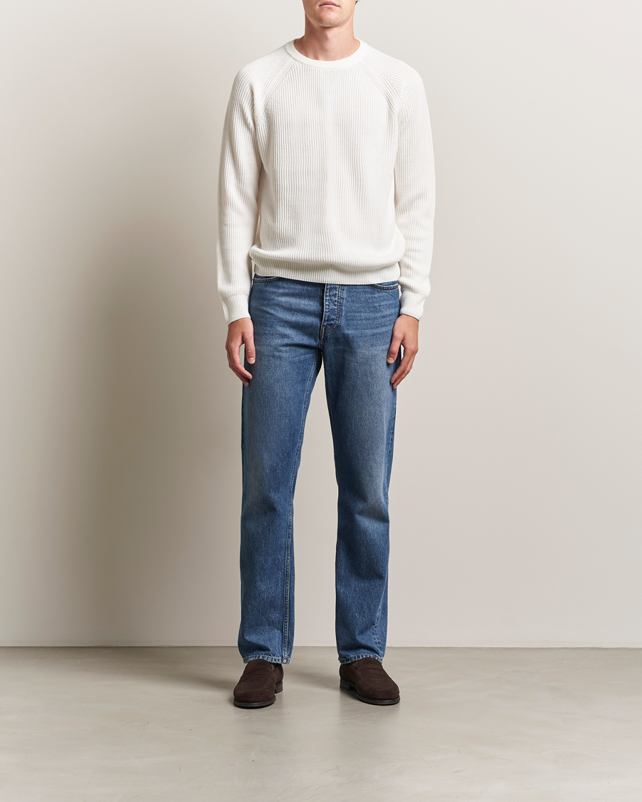 Mies | Puserot | Morgano | Merino Knitted Fisherman Ribb White