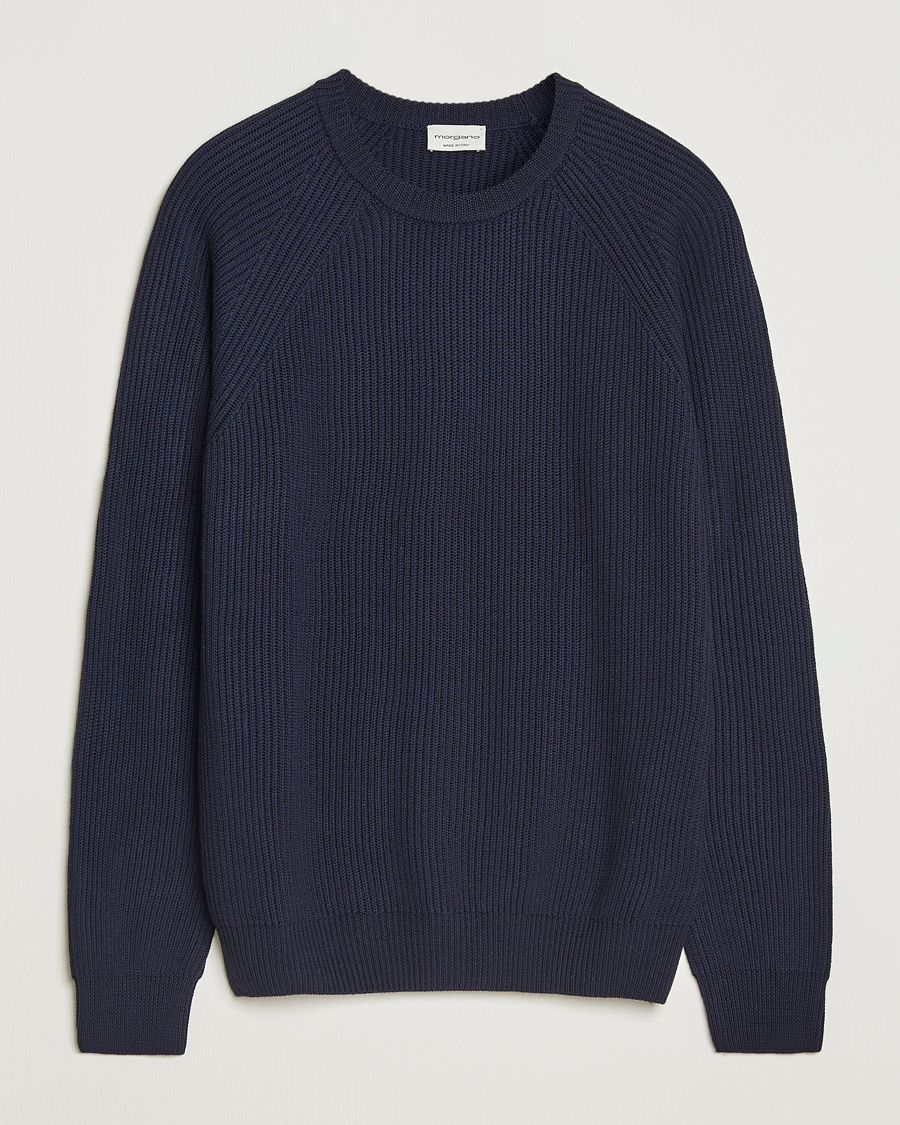 Mies | Puserot | Morgano | Merino Knitted Fisherman Ribb Navy