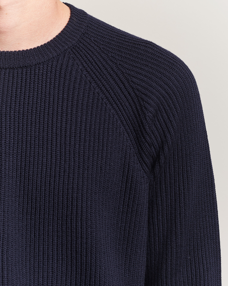 Mies | Puserot | Morgano | Merino Knitted Fisherman Ribb Navy