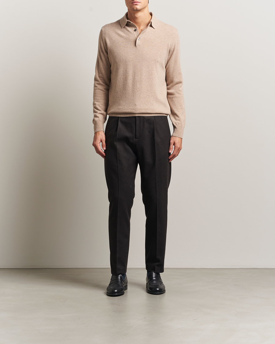 Mies | Puserot | Morgano | Wool/Cashmere Polo Beige