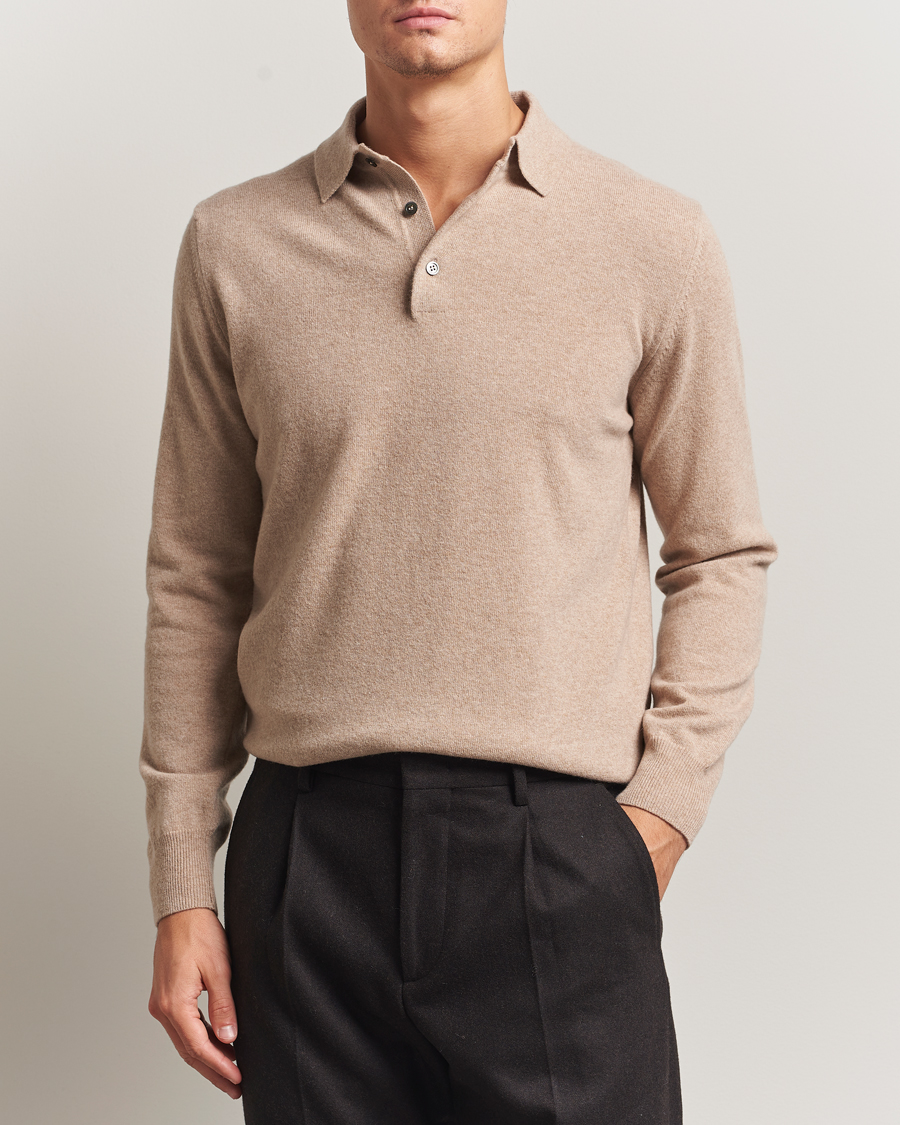 Mies | Puserot | Morgano | Wool/Cashmere Polo Beige