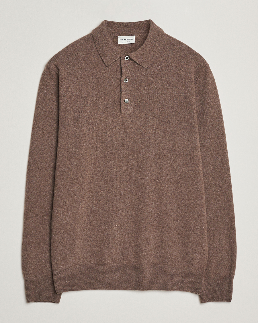 Mies | Puserot | Morgano | Wool/Cashmere Polo Brown