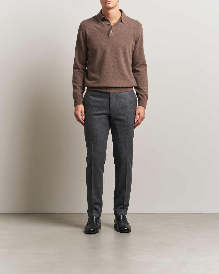 Mies | Puserot | Morgano | Wool/Cashmere Polo Brown