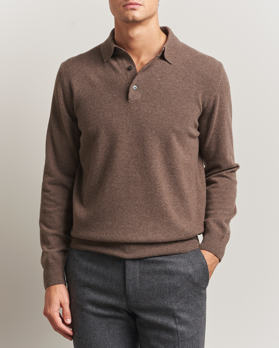 Mies | Puserot | Morgano | Wool/Cashmere Polo Brown