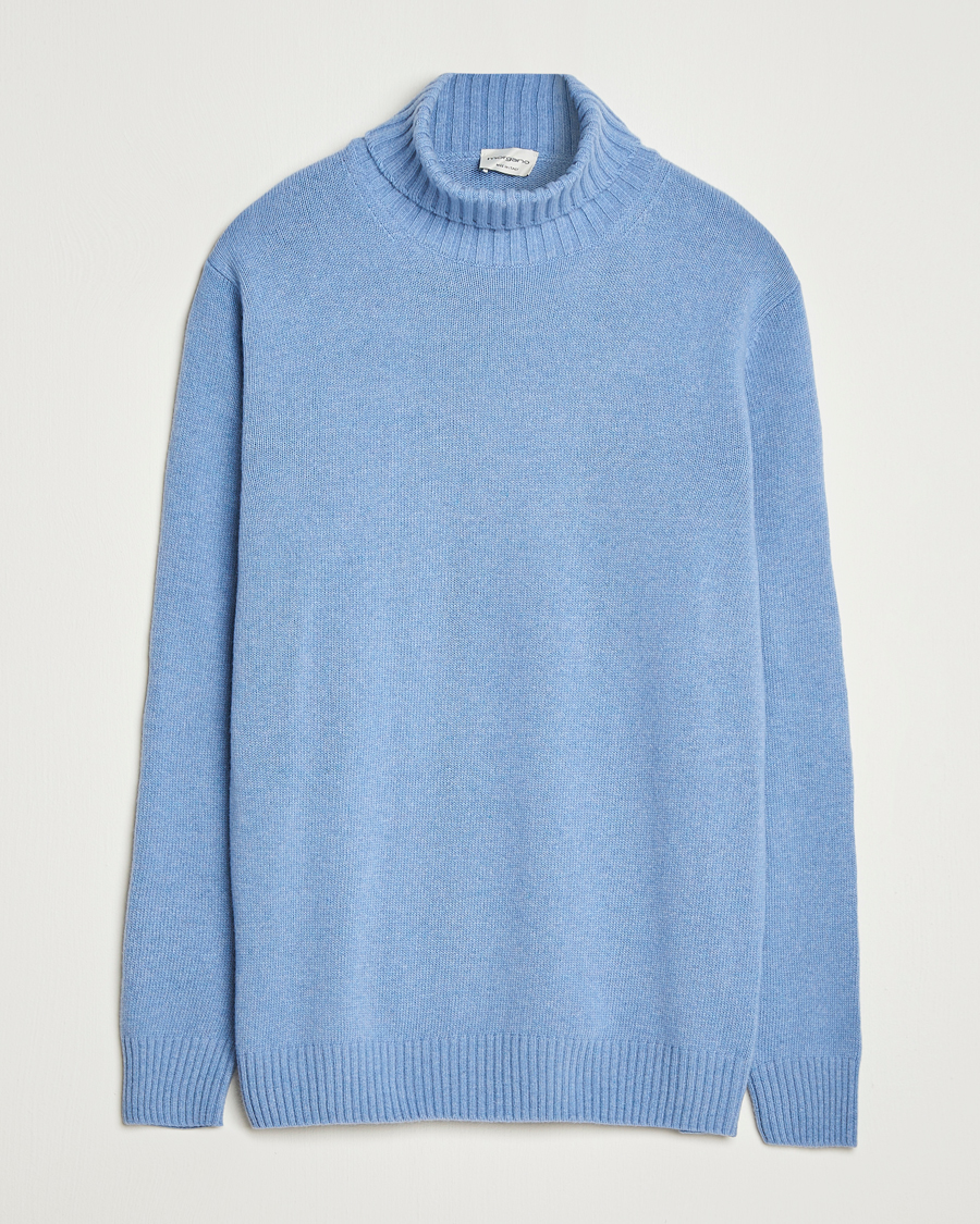 Mies | Puserot | Morgano | Wool/Cashmere Heavy Knit Rollneck Light Blue