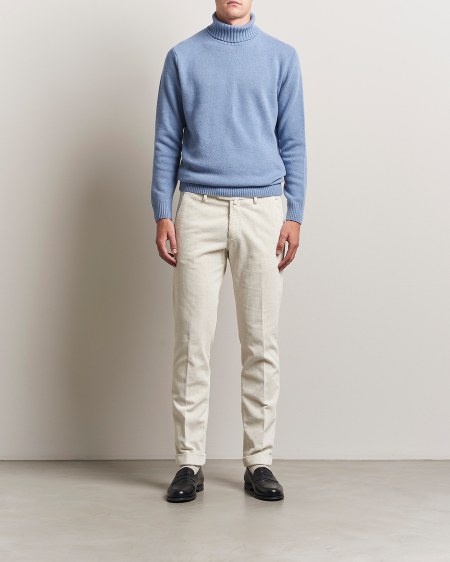 Mies | Puserot | Morgano | Wool/Cashmere Heavy Knit Rollneck Light Blue