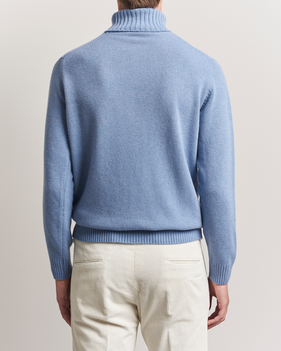 Mies | Puserot | Morgano | Wool/Cashmere Heavy Knit Rollneck Light Blue