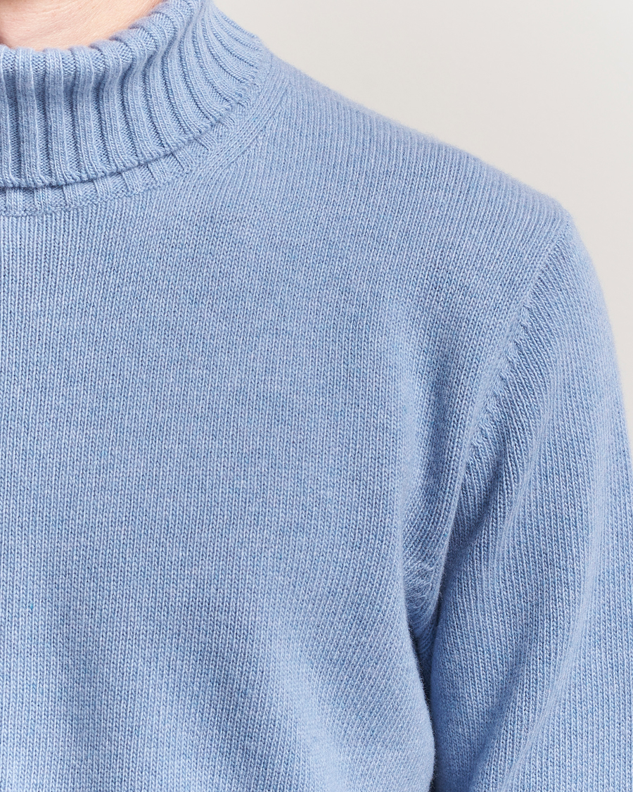 Mies | Puserot | Morgano | Wool/Cashmere Heavy Knit Rollneck Light Blue