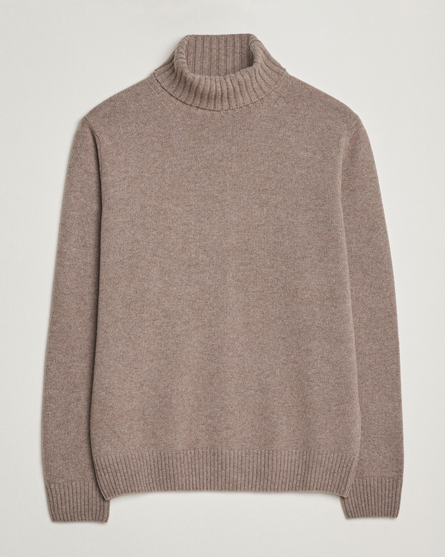 Mies | Puserot | Morgano | Wool/Cashmere Heavy Knit Rollneck Light Brown