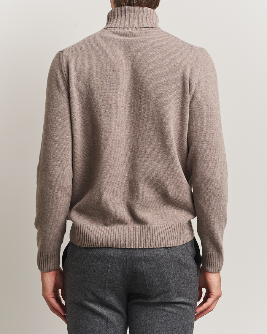 Mies | Puserot | Morgano | Wool/Cashmere Heavy Knit Rollneck Light Brown