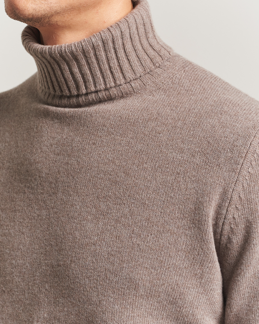 Mies | Puserot | Morgano | Wool/Cashmere Heavy Knit Rollneck Light Brown